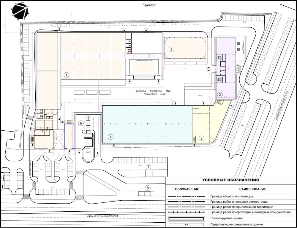 Генплан проекта спортивно-развлекательного комплекса на Лейтенанта Рябцева в Бресте. 