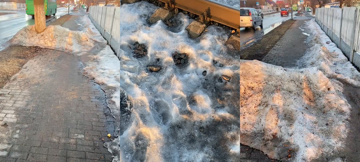 снег со льдом на дороге