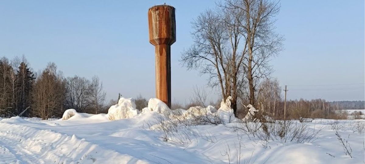 Водонапорная башня, снег, вода, деревня, Видоки