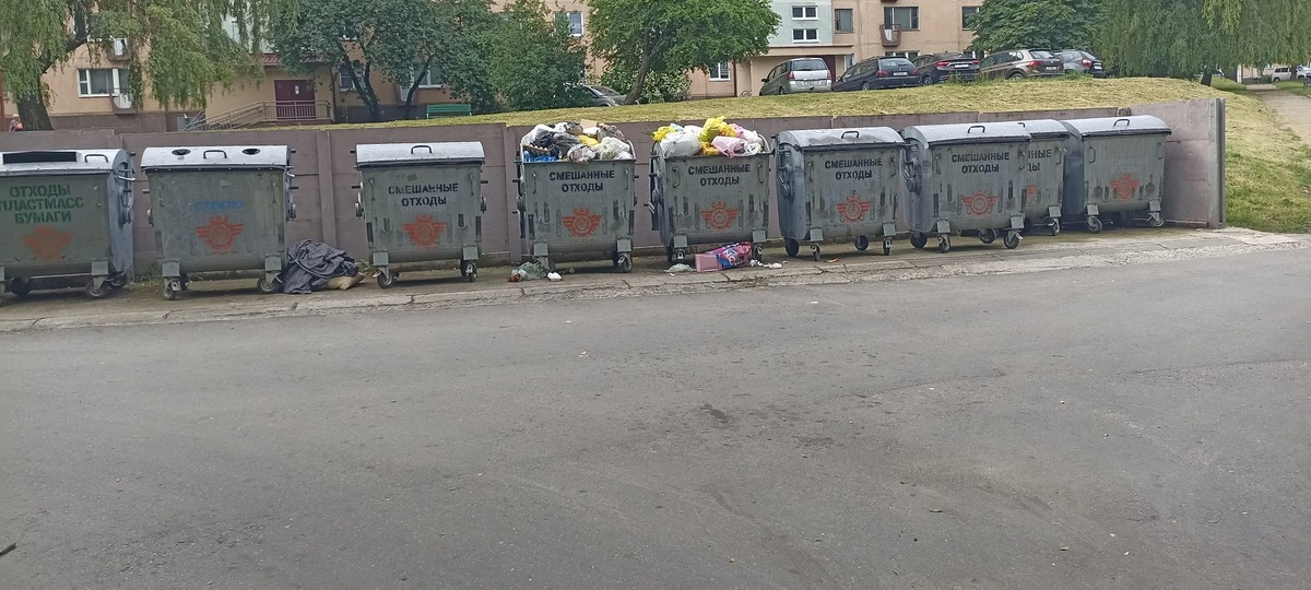Переполненные мусорные контейнеры в Гродно. Фото из Threads